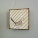 Rustic Home Decor l Mockingbird with Beige/Brown Stripes 5x5 art block on wood nature bird pattern gray red tile studio