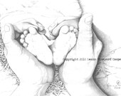 Christmas - Nativity drawing mother and baby,  note / greeting card