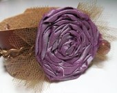 Purple Rose Cuff Bracelet with Charms