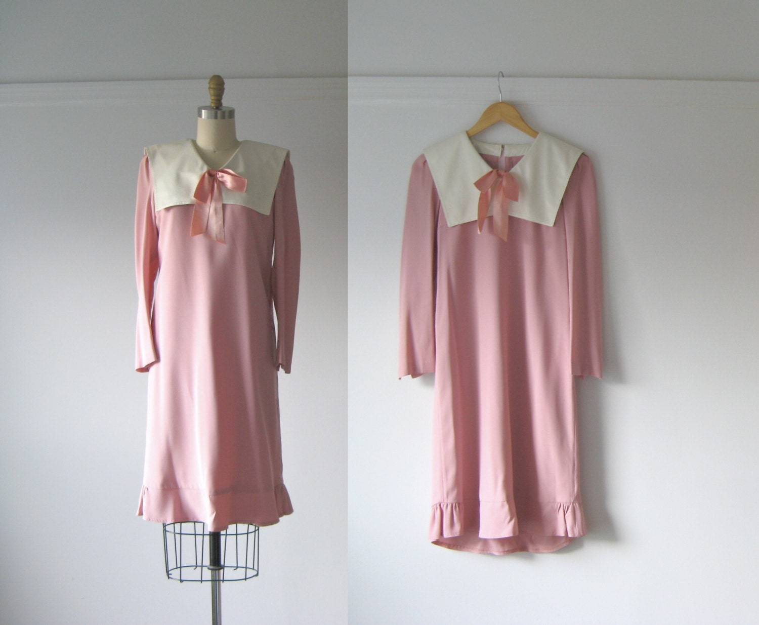 vintage pink sailor collar dress