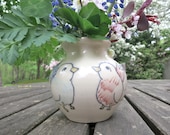 Lovebirds Wildflower Vase - Handmade Ceramic Small Vase