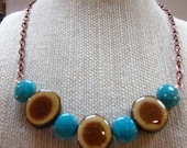 Wood and stone bib necklace