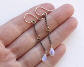 RAINBOW - rainbow moonstone sterling silver 14K gold earrings
