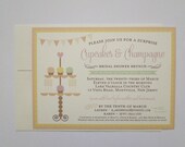 Cupcakes and Champagne Bridal Baby Shower or Party Invitations - Made to Order