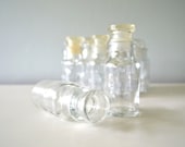 Vintage Glass Bottles, Clear Spice Containers, Kitchen or Craft Storage, Organization, Instant Collection of 12