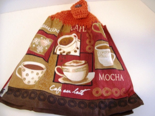 Crocheted Decorative Dishtowel Topper Cafe. Free Dishcloth with purchase Seller's Choice while supplies last