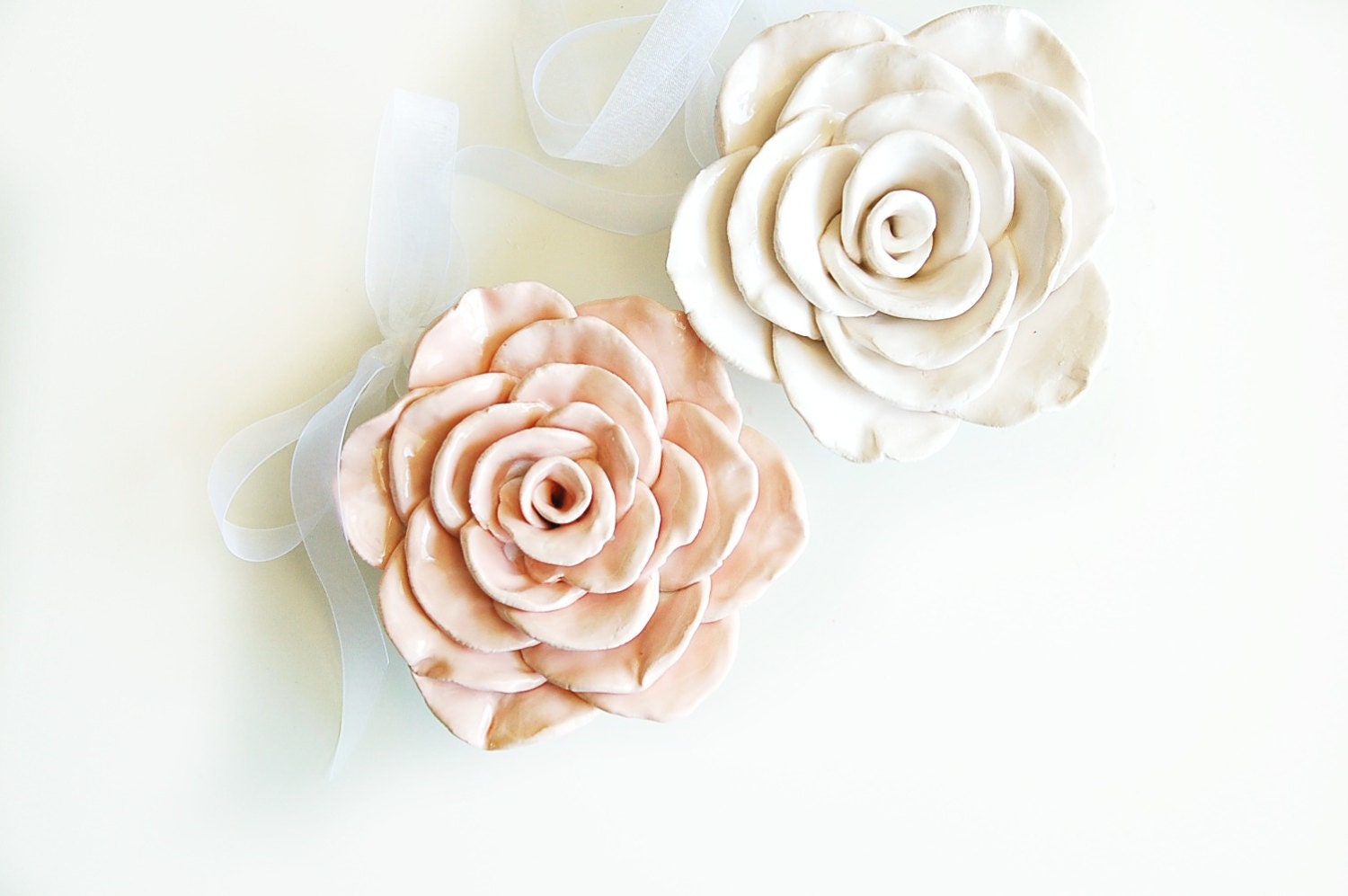 Pink Ceramic Shabby Chic Rose