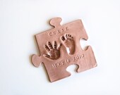Baby hand print gift in 3-D Ceramic or pop out in jigsaw puzzel piece