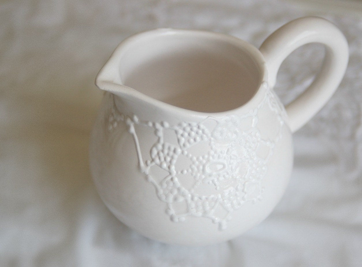 Cream white lace creamer