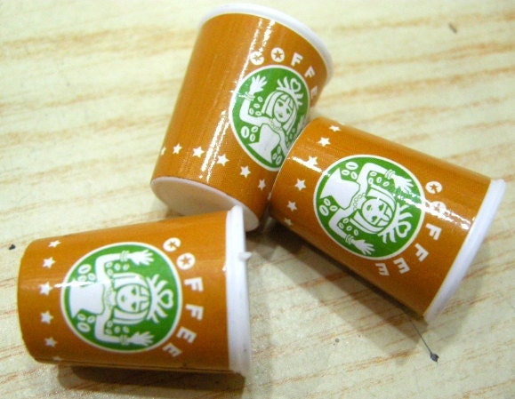 Kitsch Cute Starbucks Coffee Style Mini Plastic DIY Take Out Cups -  2pc
