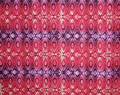 Red and Purple Ikat Style Print Pure Cotton Fabric from Michael Miller--One Yard