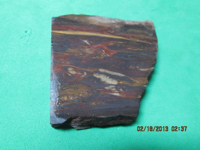 Minnesota Chatoyant Silkstone Tan Brown Red Cab Slab Rough Lapidary Free Form Wrap It
