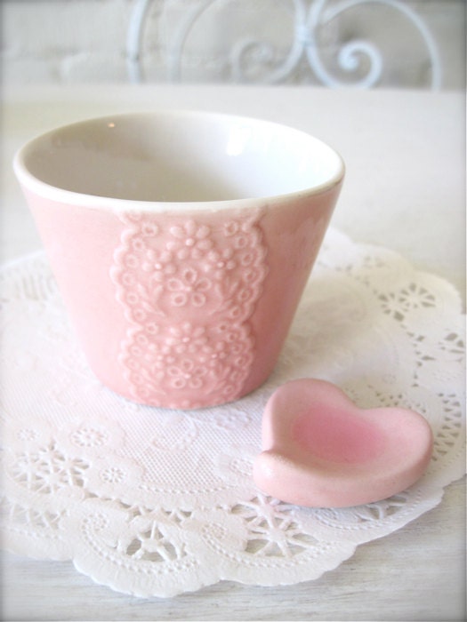 Shiny Pink Porcelain Lace Cup-Hideminy Lace Series