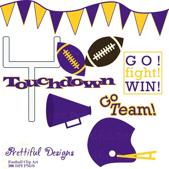 Football Clip Art - Personal or Commercial Use Purple and Yellow (645) Il_570xn