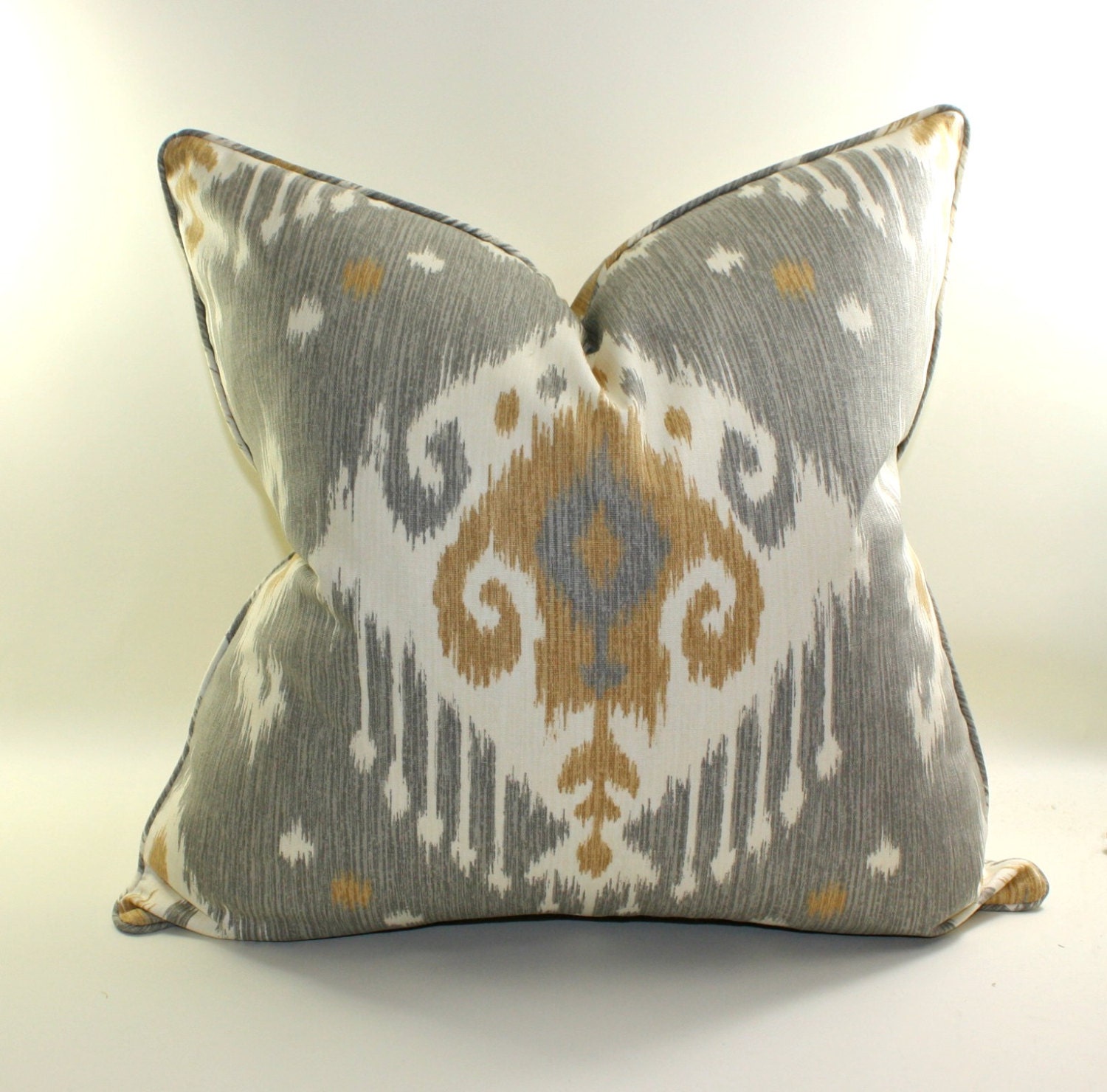 Gray and Tan Ikat Pillow Cover, Cushion, Toss Pillow, Gray and Tan Pillow