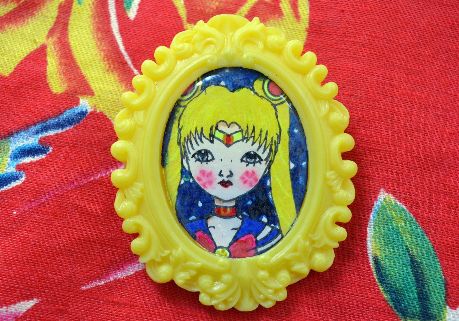 sailor sad under the moon  - ooak sailor moon inspired brooch