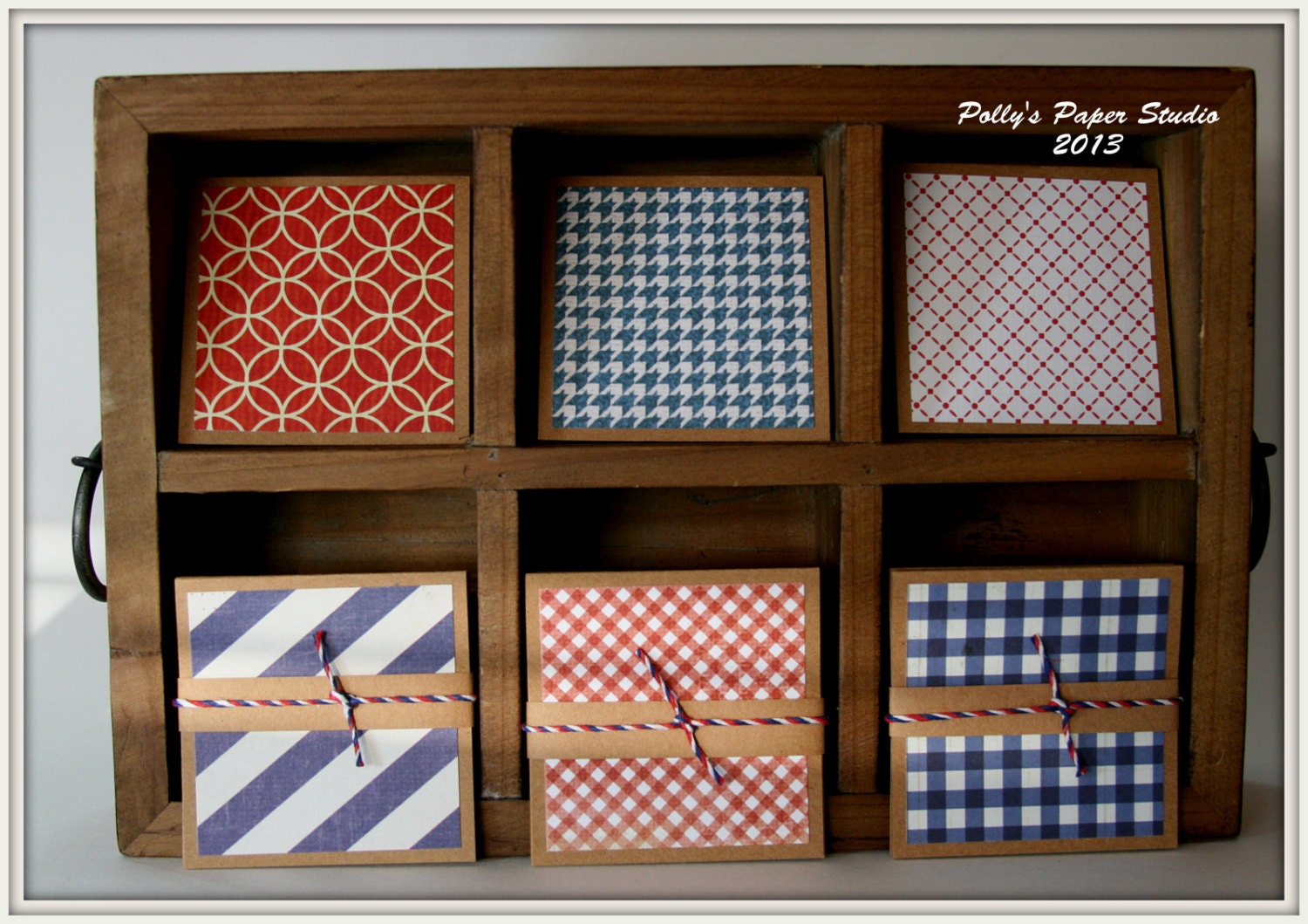 Patriotic Mini Cards for Thank YOU GREETING Labels Gifts 2 1/2 x 2 1/2 Americana  variety set of 6 -4th of July
