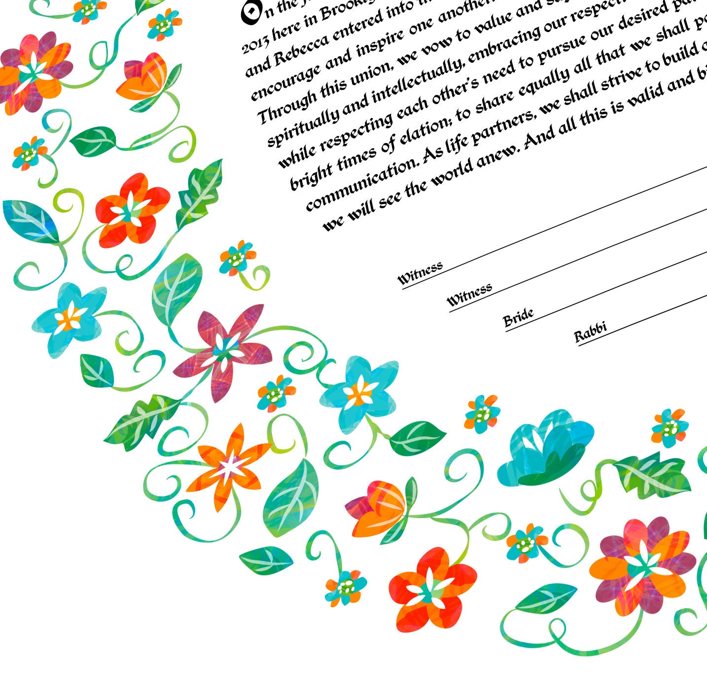 Ketubah - Floral Bouquet