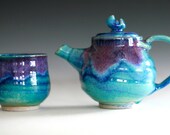 Small Turquoise Tea Set, Ceramic Tea Set, ceramics and pottery