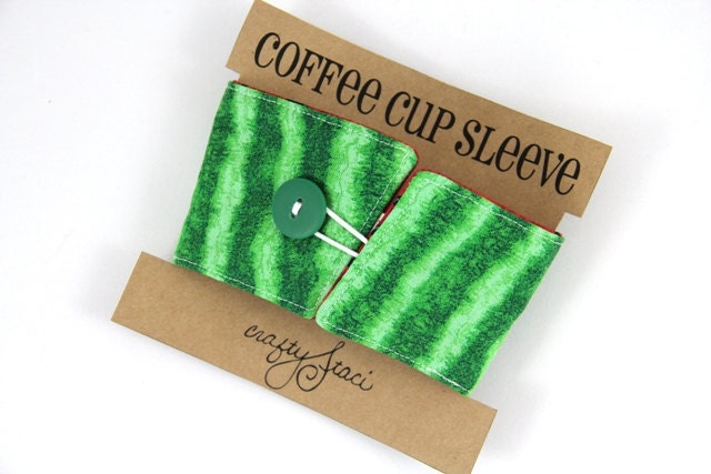 Coffee Cozy Cup Sleeve - Reversible - Watermelon - Ready to Ship