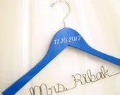 Wedding Date Hanger with Personalized Wire Name - Painted Sapphire , Royal Blue