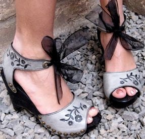 SALE Florette Clog Sandal Shoe with Georgette Ribbon Wedge all sizes available