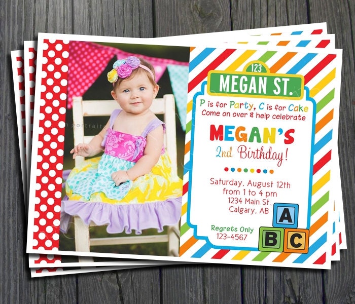 Sesame Street Birthday Invitation - FREE Thank You Card Included Il_170x135