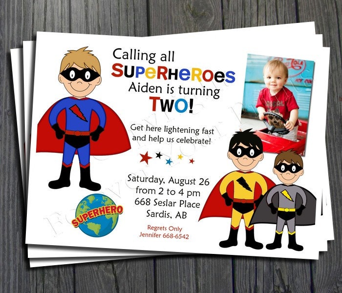 Superhero Birthday Invitation - FREE Thank You Card Included Il_570xn