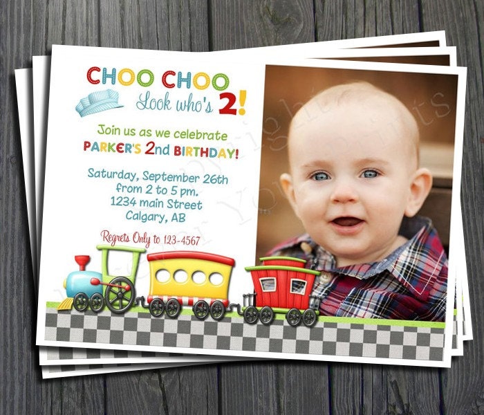 Train Birthday Invitation - FREE Thank You Card included Il_570xn