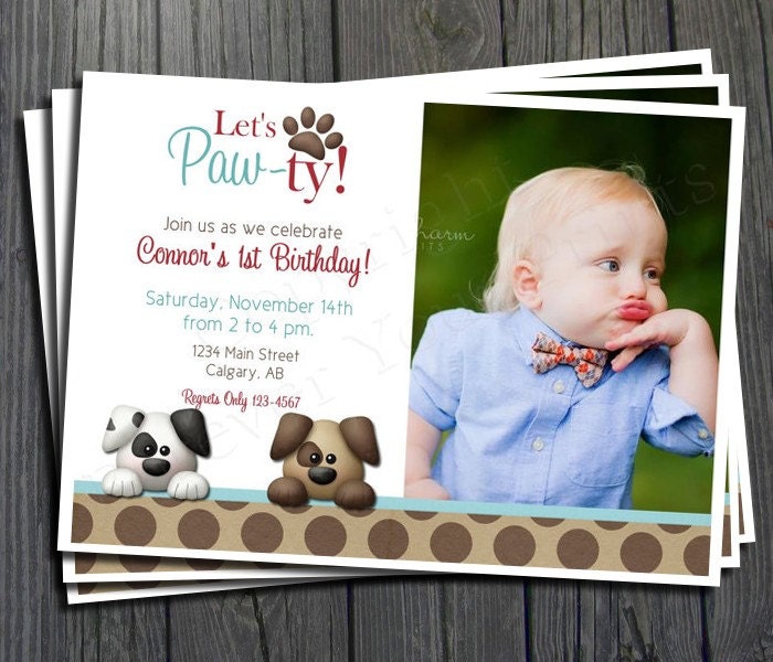 Puppy Party Invitation - FREE Thank You Card included Il_570xn