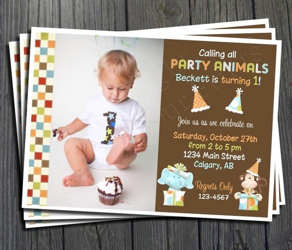 Party Animal Birthday Invitation - FREE Thank You Card included Il_570xn