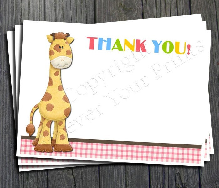 1st Birthday Thank You Card - Giraffe Theme Il_570xn