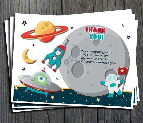 Space Thank You Card - Printable Thank You Card Il_570xn