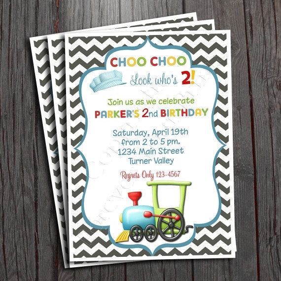 Train Birthday Invitation - FREE Thank You Card included Il_570xn