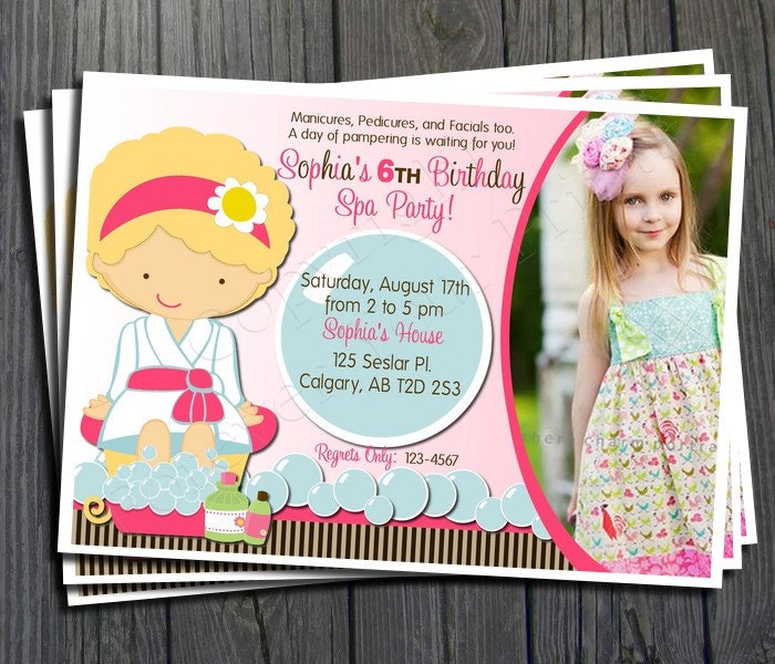 Spa Birthday Invitation - FREE Thank You Card included Il_570xn