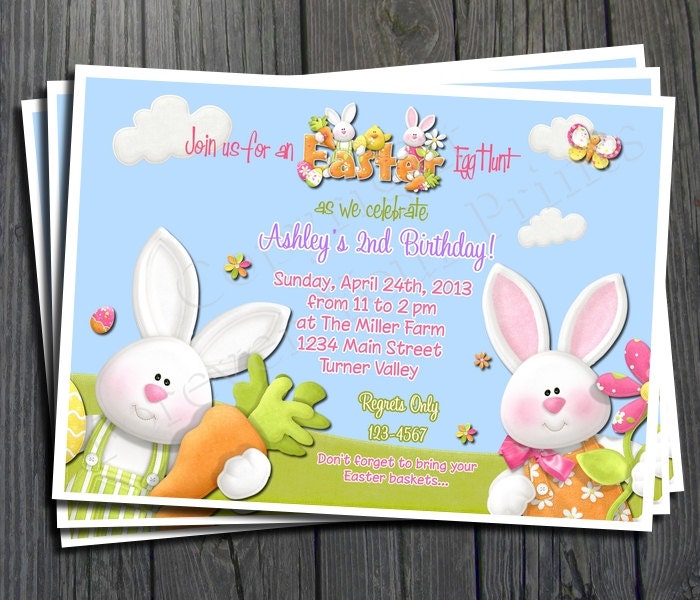 Easter Birthday Invitation - FREE Thank You Card included Il_570xn