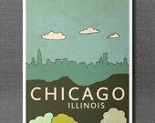 Chicago 11x14 / Typography Print, LARGE City Skyline, Giclee, Modern Baby Nursery Decor, Illustration, American Travel Theme, Digital