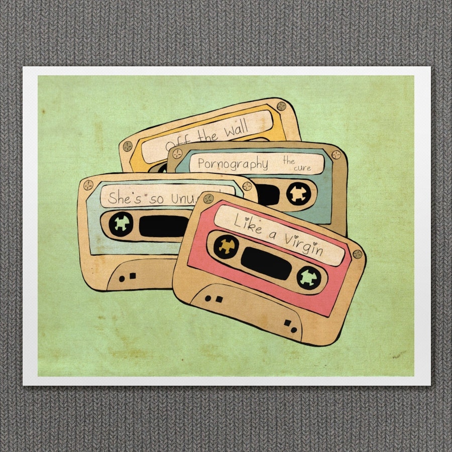 Home Decor Wall Art Vintage Retro Musical Print -The Eighties - 8 x 10 Music Retro Illustration Poster