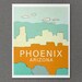 Desert Chic Southwest Home Decor Wall Art City Travel Poster - Phoenix Arizona 8x10 - City Skyline Poster Travel Art
