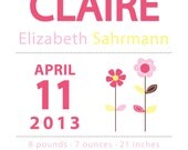 8 x 10 - Custom Birth Print- Flower with Frame Il_170x135