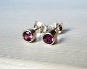 Pink  Rhodolite Garnet Sterling Silver Stud Earrings