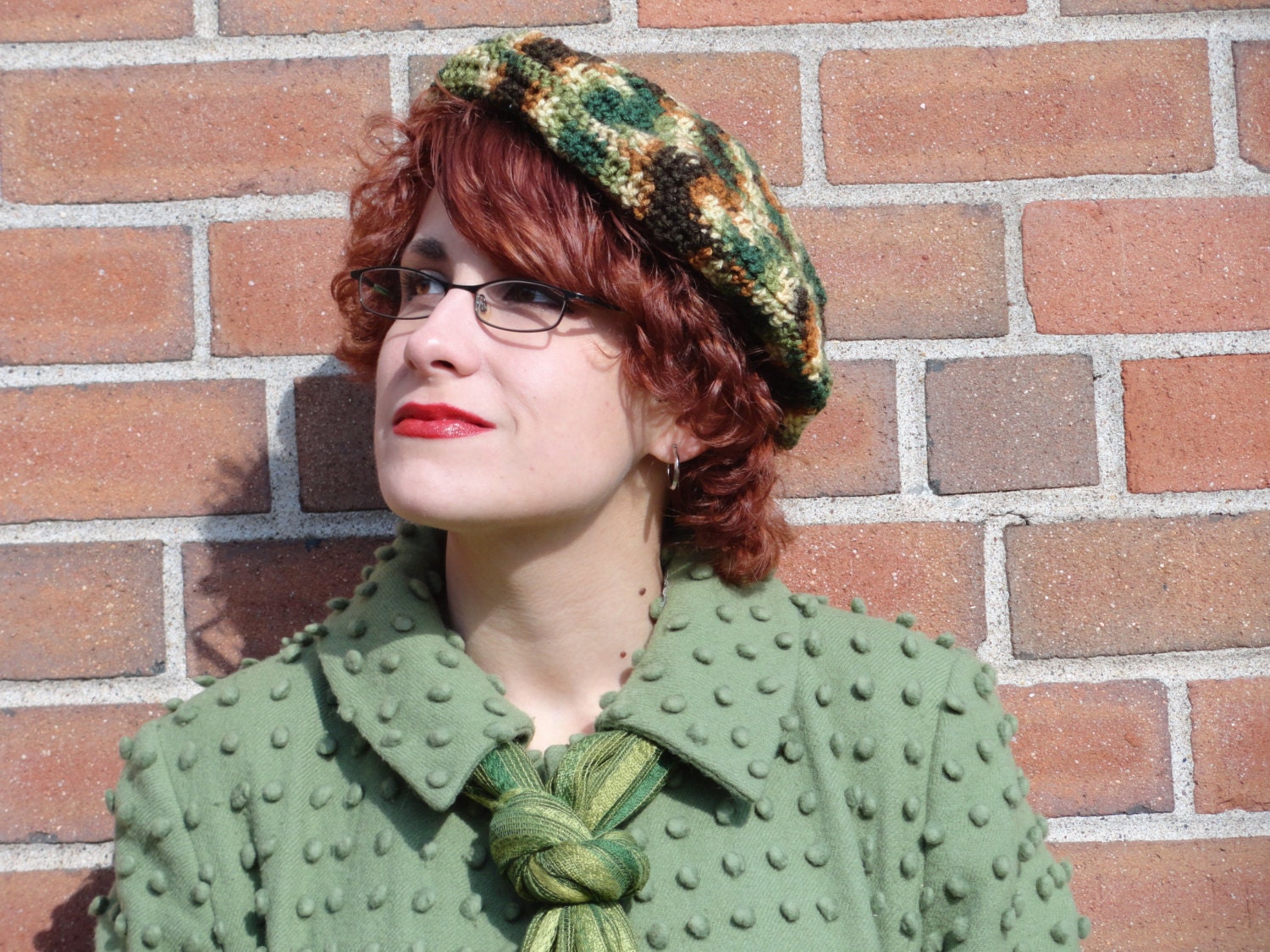 Camo Beret Crochet Hat