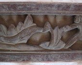 Antique Tibetan Carved Painted Wooden Cabinet Panel,  Wall Hanging, Recycle, Repurpose