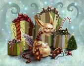 Wicked Christmas Evil Bunny Holiday Illustration--Fantasy Art Prin