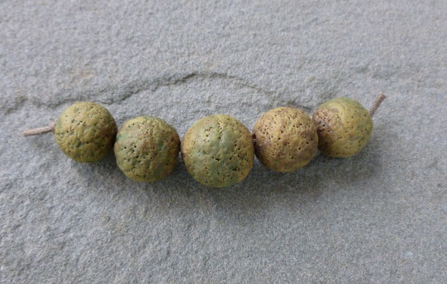 Textured Copper Patina Porcelain Bead Set