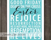 Printable Easter Subway Art Poster 8x10 Choose Your Color