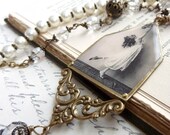 Antique Vintage Photo Necklace Dancing Girl Brass Filigree Glass Pearls Crystal Resin One of a Kind OOAK
