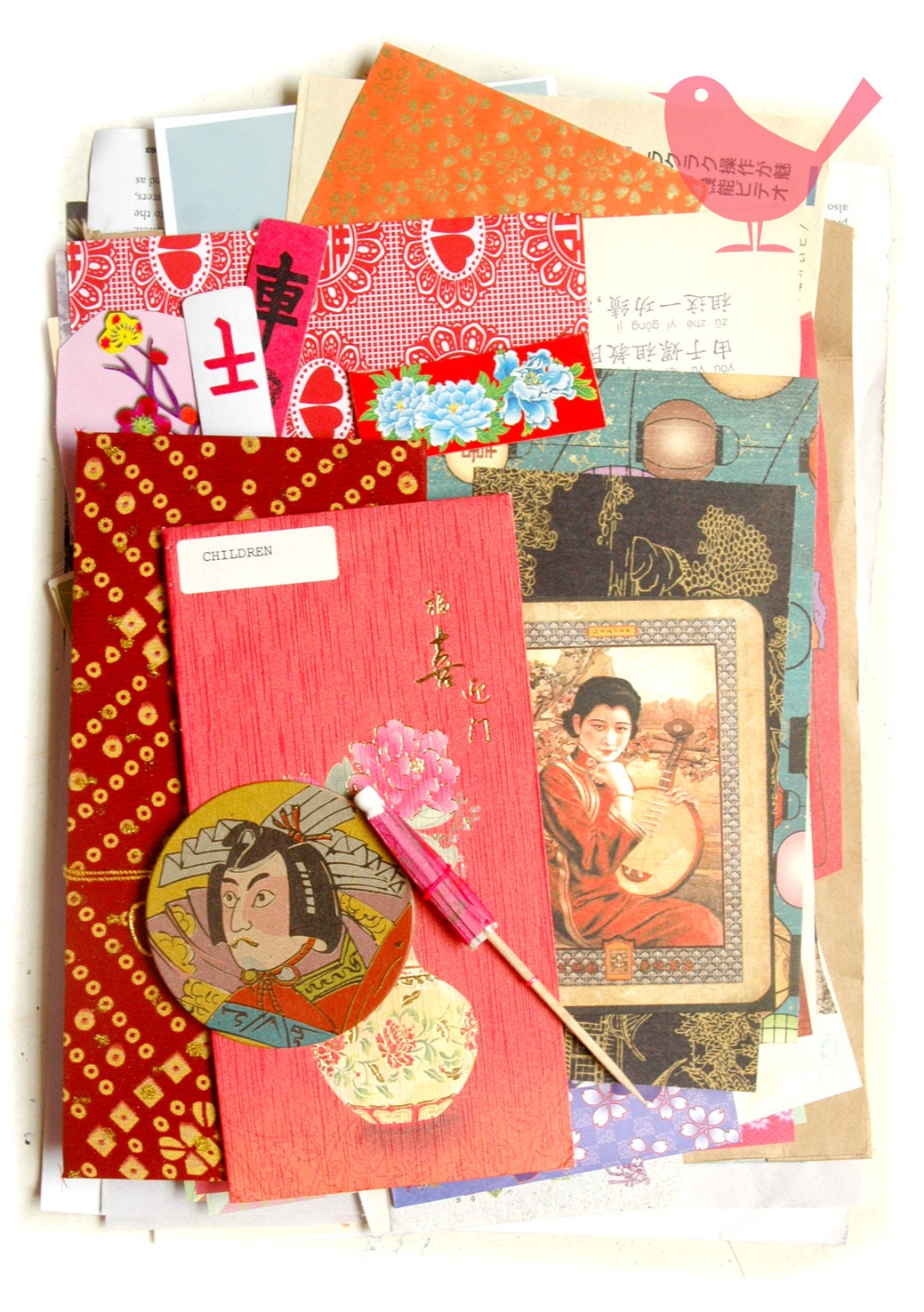 Asian scrap pack paper ephemera, paper scraps pack 2