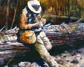 FLY FISHING Extra Large Watercolor Print by Dean Crouser