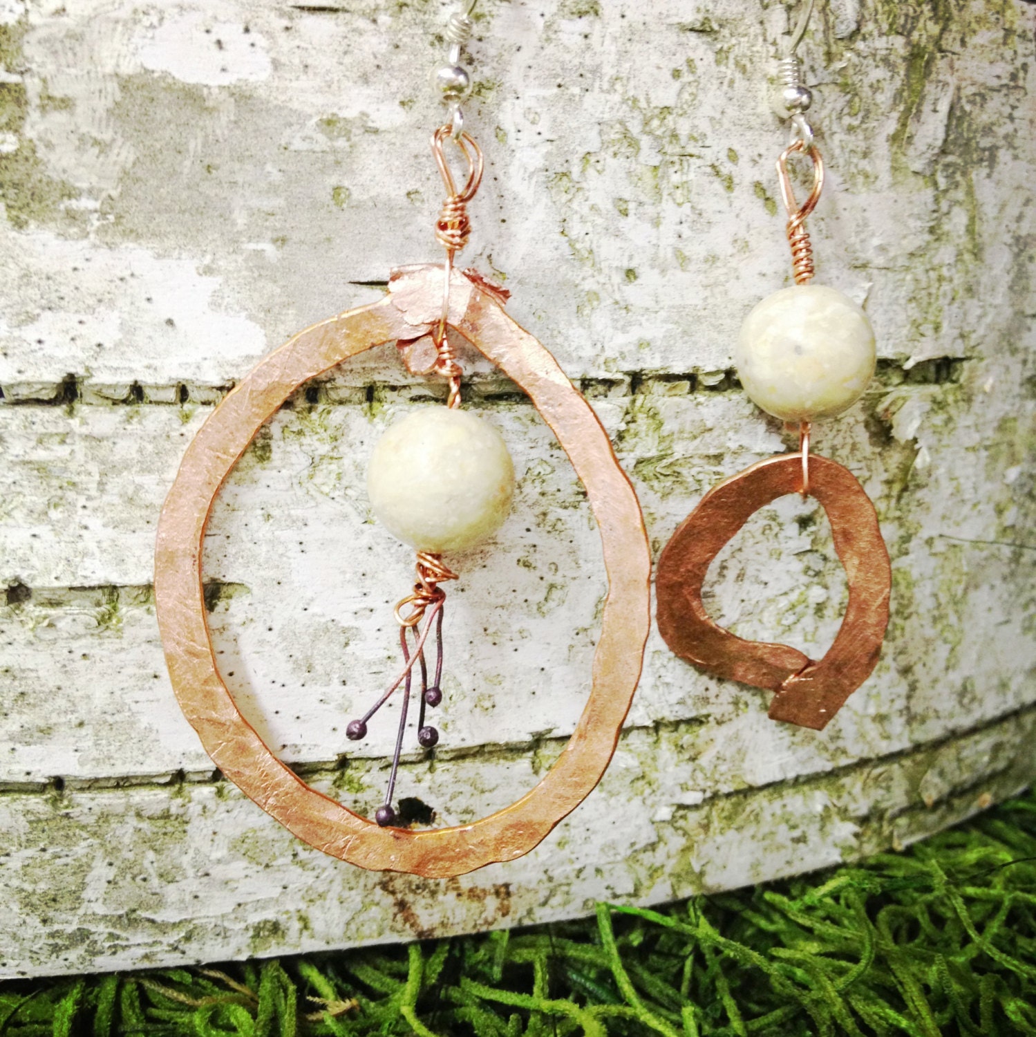 ON SALE Copper and Stone Earrings 2